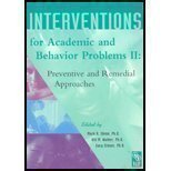 Interventions For Academic And Behavior Problems 2: Preventive And Remedial Approaches,New