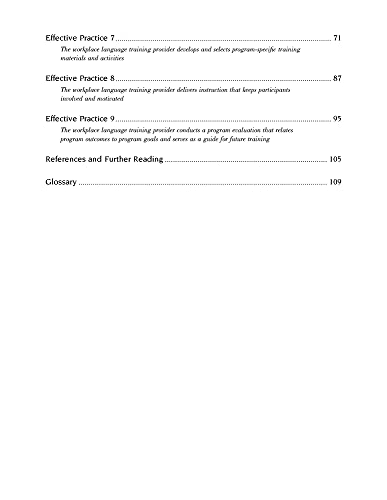 Effective Practices in Workplace Language Training: Guidelines for Providers of Workplace English Language Training Services,New