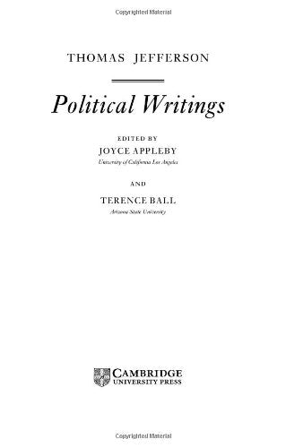 Jefferson: Political Writings (Cambridge Texts in the History of Political Thought),Used