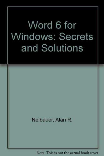 Word 6 for Windows Secrets and Solutions,Used