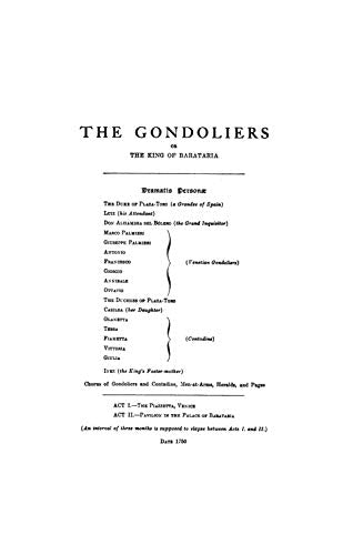 The Gondoliers: English Language Edition, Vocal Score (Kalmus Edition),Used