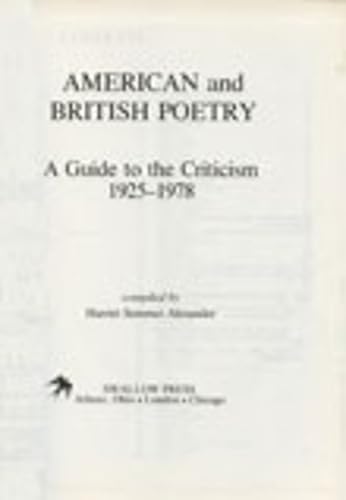 American and British Poetry: A Guide to the Criticism, 19251978,Used