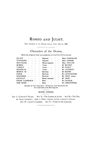 Romeo and Juliet: French, English Language Edition, Vocal Score (Kalmus Edition) (French Edition),Used