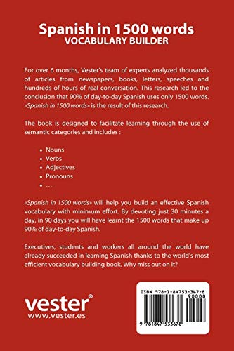 Spanish in 1500 Words: Vocabulary Builder : Level 1/Elementary (English and Spanish Edition),Used