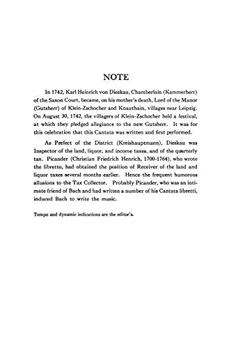 Cantata No. 212: Mer Hahn En Neue Oberkeet, Kalmus Edition (German Edition),Used