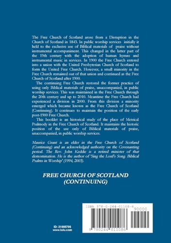 Metrical Psalmody in the Free Church of Scotland,Used
