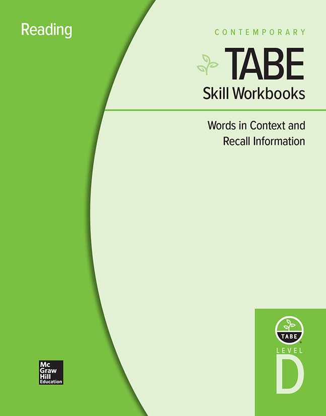 TABE Skill Workbooks Level D: Words in Context and Recall Information 10 Pack (Achieving TABE Success for TABE 9 & 10),Used