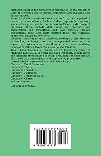 Excel 2016: A Comprehensive Beginners Guide to Microsoft Excel 2016,Used