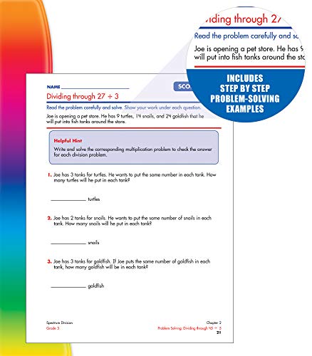 Spectrum Grade 3 Division Workbook3rd Grade State Standards for Dividing Through 100, Math Practice With Answer Key for Homesch,Used