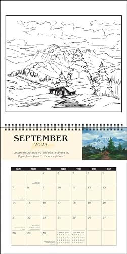 Bob Ross 2025 Coloring Wall Calendar,Used