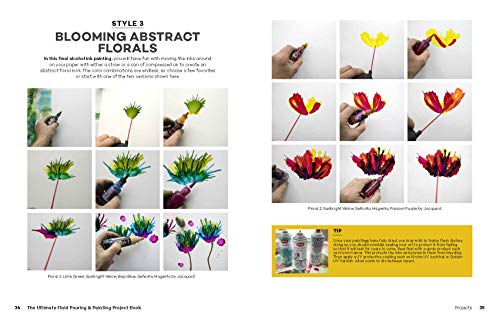The Ultimate Fluid Pouring & Painting Project Book: Inspiration and Techniques for using Alcohol Inks, Acrylics, Resin, and more,Used