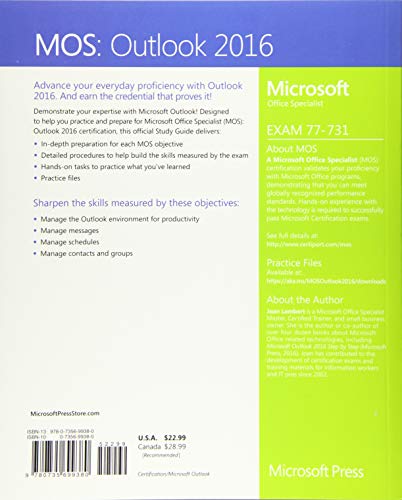 MOS 2016 Study Guide Microsoft Outlook (MOS Study Guide),Used