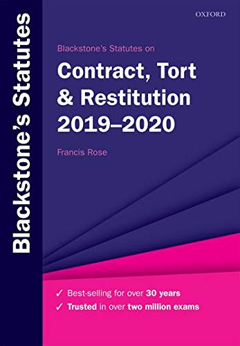 Blackstone's Statutes on Contract, Tort & Restitution 20192020 (Blackstone's Statute Series),Used