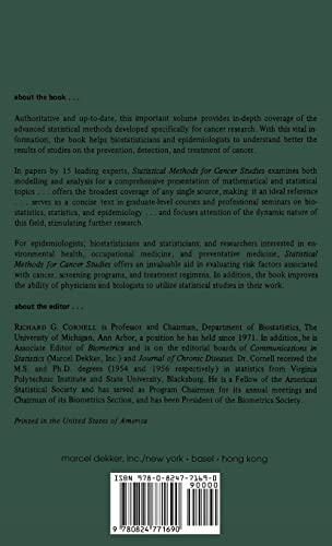 Statistical Methods for Cancer Studies (Statistics: A Series of Textbooks and Monographs),Used