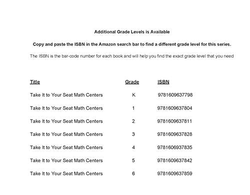 Take It to Your Seat Common Core Math Centers, Grade 1 (Take It to Your Seat Math Centers),Used