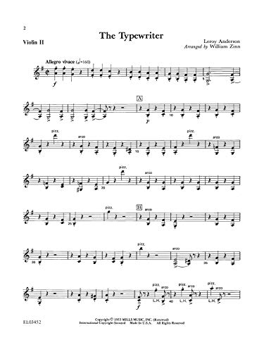 Leroy Anderson for Strings: String Quartet or String Orchestra, 2nd Violin,Used