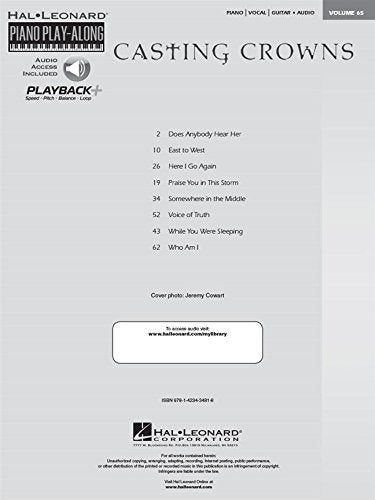 Casting Crowns: Piano PlayAlong Volume 65 (HalLeonard Piano Playalong Series),Used