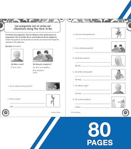 Carson Dellosa Skill Builders Grades 68 Level 2 Spanish Workbook, Vocabulary, Parts of Speech, Questions, and More, Middle Scho,New