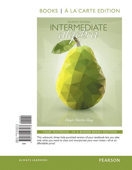 Intermediate Algebra, Books a la Carte Edition,Used