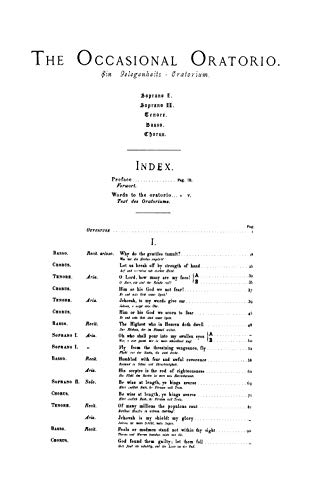 The Occasional Oratorio: SATB or SSAATTBB with SSTB Soli (German, English Language Edition), Miniature Score (Kalmus Edition) (G,Used