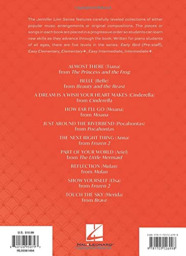 Disney Heroines: 10 Piano Arrangements in Progressive Order Jennifer Linn Series Elementary+,Used