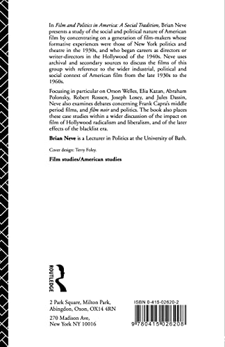 Film and Politics in America: A Social Tradition (Social Analysis),New