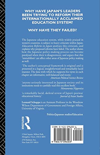 Education Reform in Japan: A Case of Immobilist Politics (Nissan Institute/Routledge Japanese Studies),Used