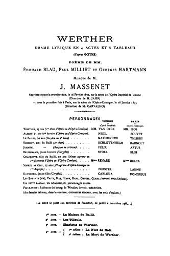 Werther: French, English Language Edition, Vocal Score (Kalmus Edition) (French Edition),Used