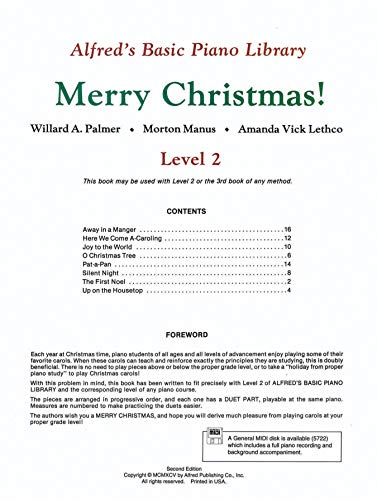 Alfred's Basic Piano Course: Merry Christmas! (Alfred's Basic Piano Library) Level 2,Used