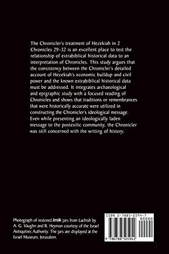 Theology, History, and Archaeology in the Chronicler's Account of Hezekiah,Used