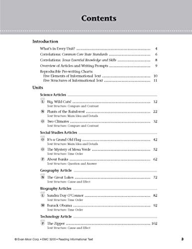 EvanMoor Reading Informational Text: Common Core Mastery Book, Grade 3,Used