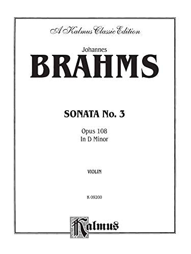 Sonata in D Minor, Op. 108, Kalmus Edition,Used