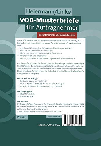 VOBMusterbriefe fr Auftragnehmer: Bauunternehmen und Ausbaubetriebe (German Edition),Used