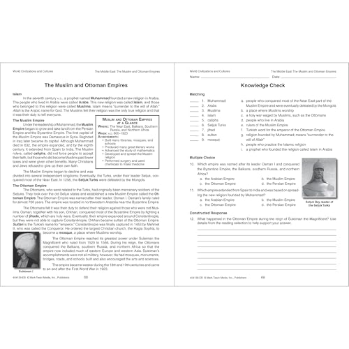 Mark Twain World Civilizations and Cultures World History Workbook, Grades 58, Ancient History and Ancient Civilizations, 5th G,Used