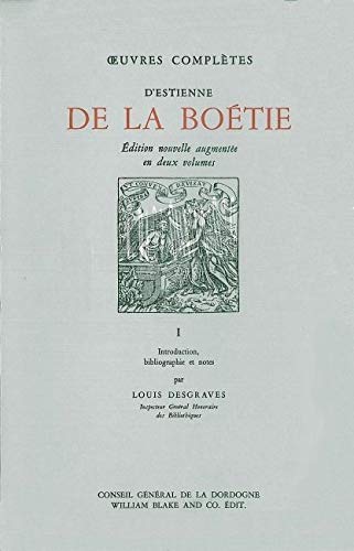 Œuvres complètes d'Estienne de La Boétie (French Edition),Used