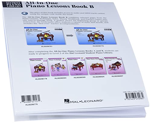AllInOne Piano Lessons  Book B  Beginner Piano Sheet Music Songbook with Online Audio  Hal Leonard Student Piano Library  By ,New
