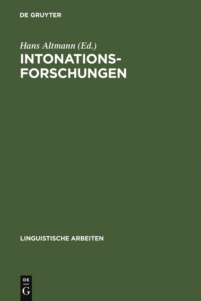 Intonationsforschungen (Linguistische Arbeiten, 200) (German Edition),Used