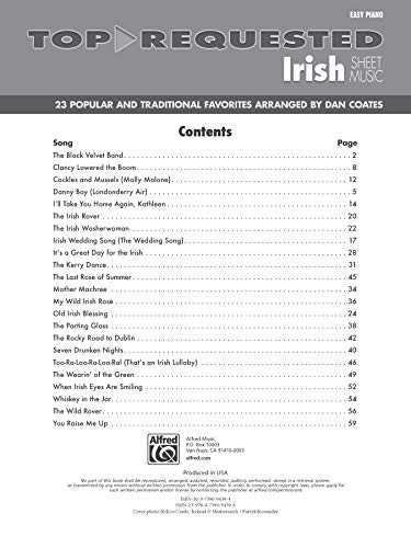 Toprequested Irish Sheet Music: 23 Popular and Traditional Favorites: Easy Piano (TopRequested Sheet Music),New