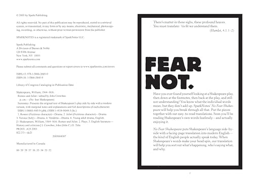 Romeo and Juliet: No Fear Shakespeare SideBySide Plain English,New