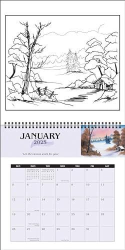 Bob Ross 2025 Coloring Wall Calendar,Used