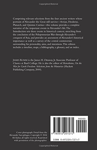 Alexander The Great: Selections From Arrian, Diodorus, Plutarch, And Quintus Curtius,Used