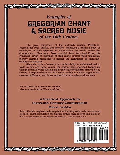 Examples Of Gregorian Chant & Sacred Music Of The 16Th Century-used