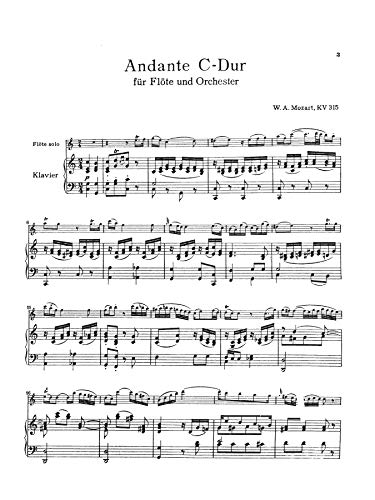 Andante for Flute, K. 315 (C Major) (Orch.): Part(s) (Kalmus Edition),Used