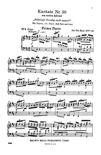 Cantata No. 36  Schwingt freudig euch empor: SATB with SATB Soli (German, English Language Edition) (Kalmus Edition) (German E,Used