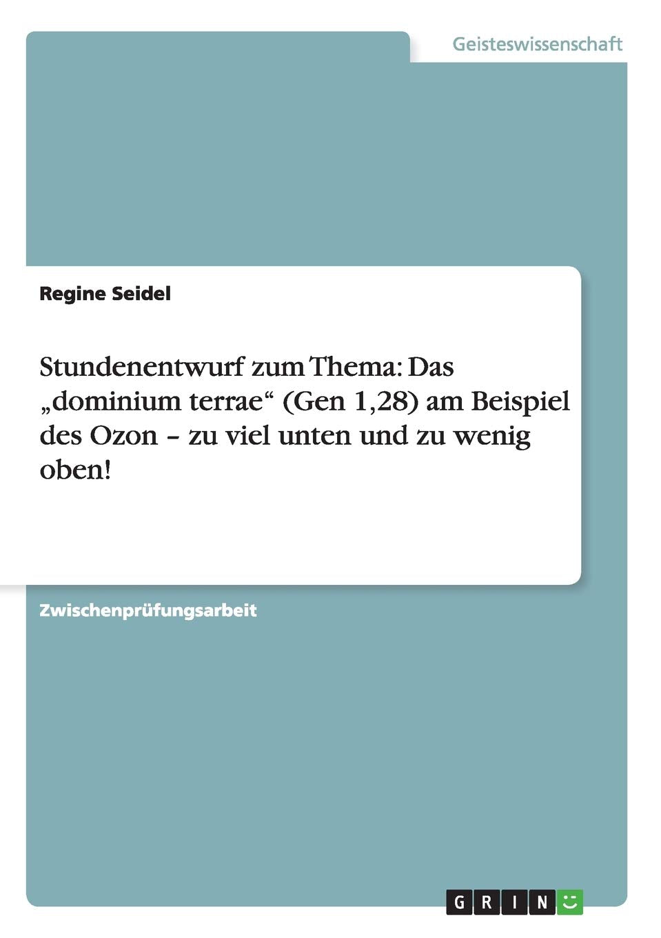 Stundenentwurf zum Thema: Das