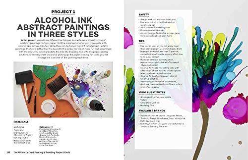 The Ultimate Fluid Pouring & Painting Project Book: Inspiration and Techniques for using Alcohol Inks, Acrylics, Resin, and more,Used