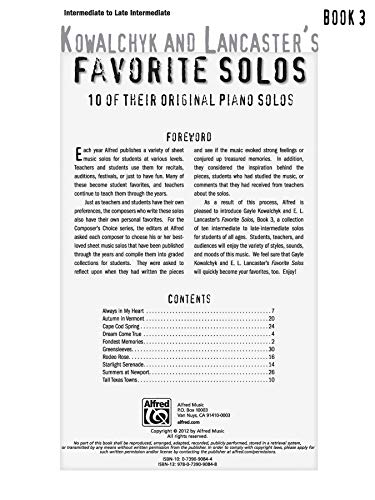 Kowalchyk and Lancaster's Favorite Solos, Bk 3: 10 of Their Original Piano Solos,Used