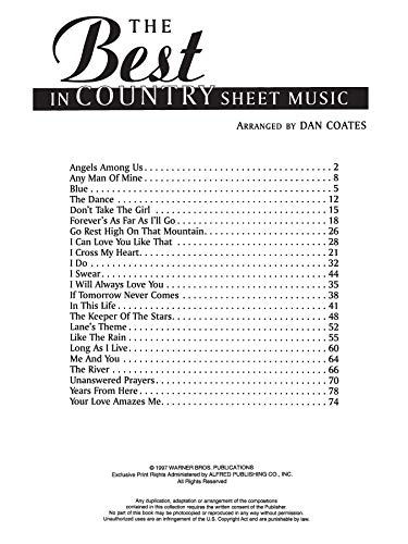 The Best in Country Sheet Music,New