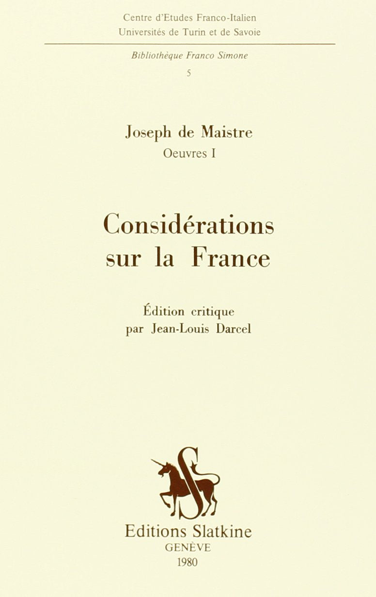 Considrations sur la France: dition critique (Bibliotheque Franco Simone, No. 5) (French Edition),Used