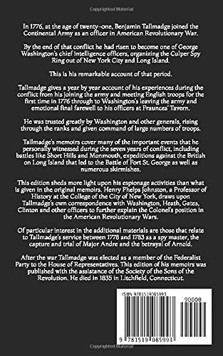Memoir of Colonel Benjamin Tallmadge,Used